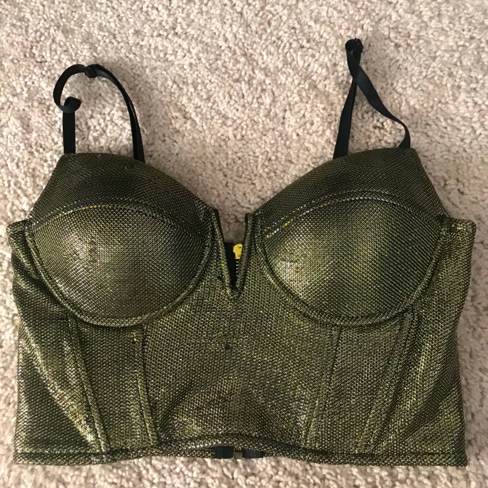 Gold glitter bustier top cropped